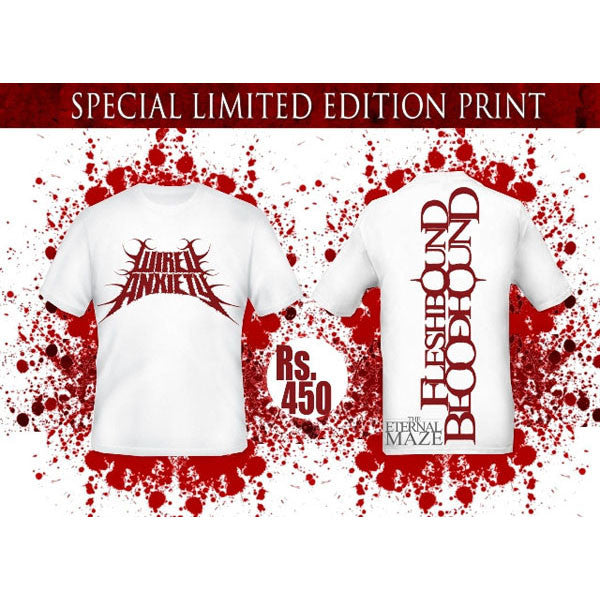 bajaao t shirts wired anxiety - flesh bound bloodhound white t-shirt (limited)