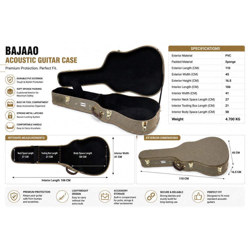 Bajaao Acoustic Guitar Cases Bajaao Acoustic Guitar Hardshell Case in Tweed