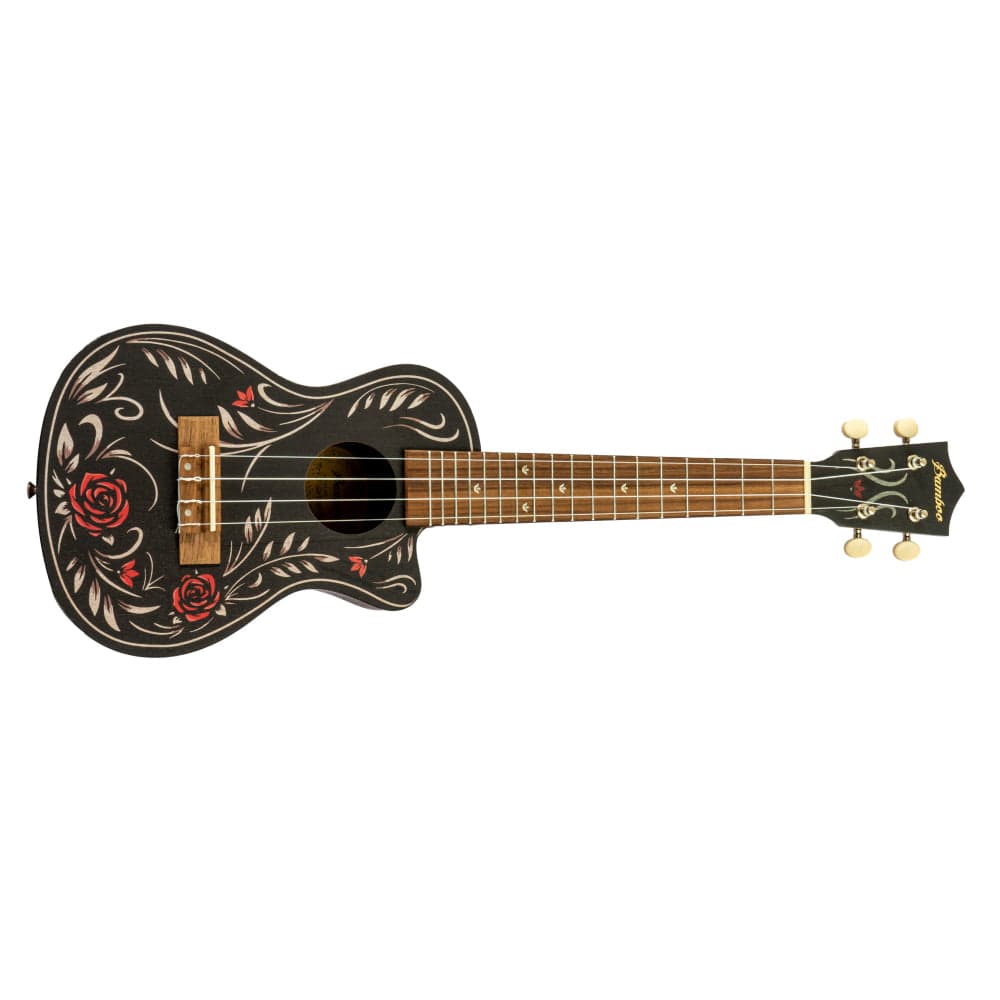 bamboo concert ukuleles bamboo new generation black edition series concert ukulele with gig bag #black-edition_flowers-and-roll