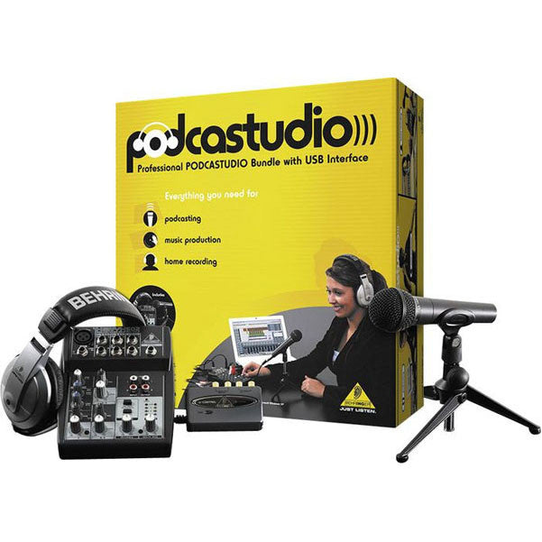 behringer audio interfaces behringer podcastudio usb recording bundle - open box