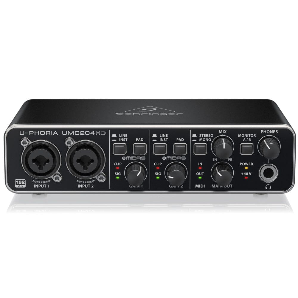 behringer audio interfaces behringer u-phoria umc204hd 2x4 audio interface