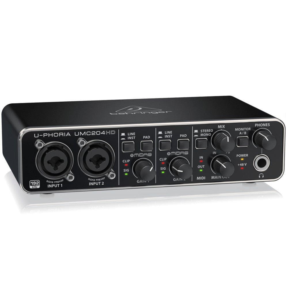 behringer audio interfaces behringer u-phoria umc204hd 2x4 audio interface