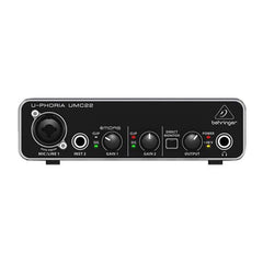 Behringer Audio Interfaces Behringer UMC22 2-Channel USB Audio Interface with Midas Mic Pre Amplifier with XLR Cable, Polishing Cloth & Ebook