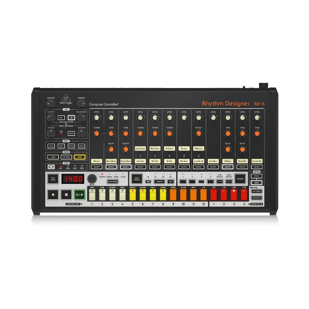 behringer electronic drum controllers behringer rhythm designer rd 8 classic analog drum sequencer