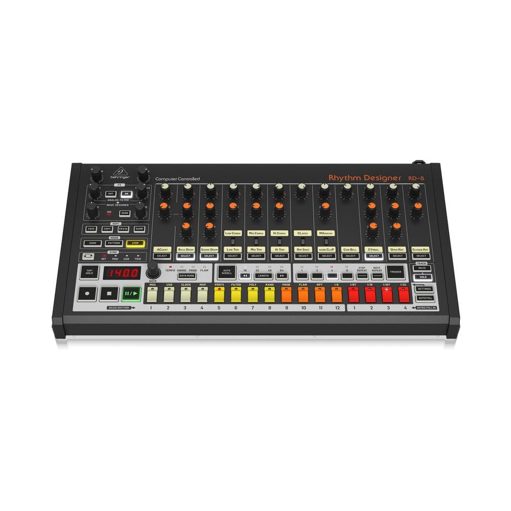 behringer electronic drum controllers behringer rhythm designer rd 8 classic analog drum sequencer