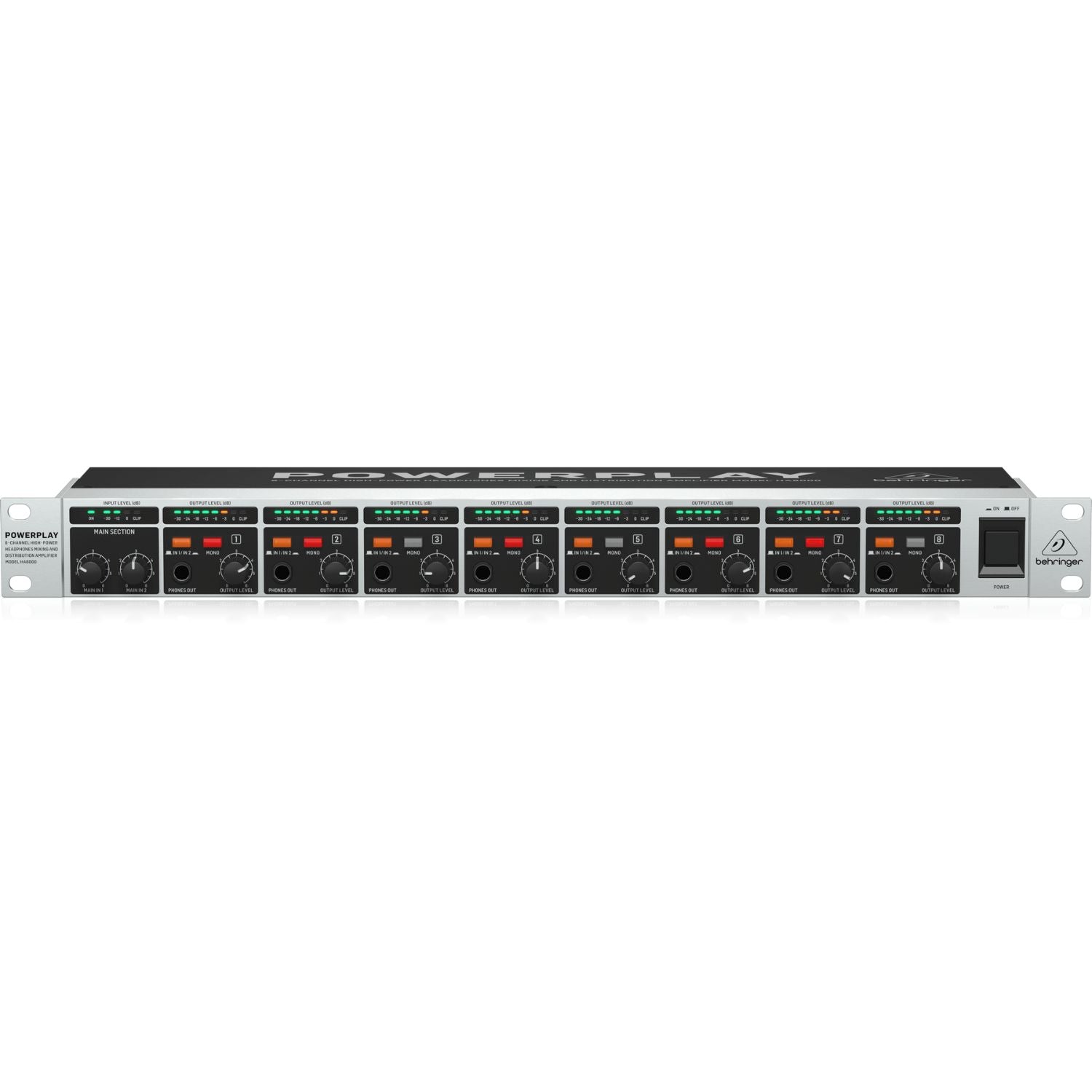 Behringer Headphone Amplifiers Behringer Powerplay HA8000 V2 8-Channel High-Power Headphone Amplifier
