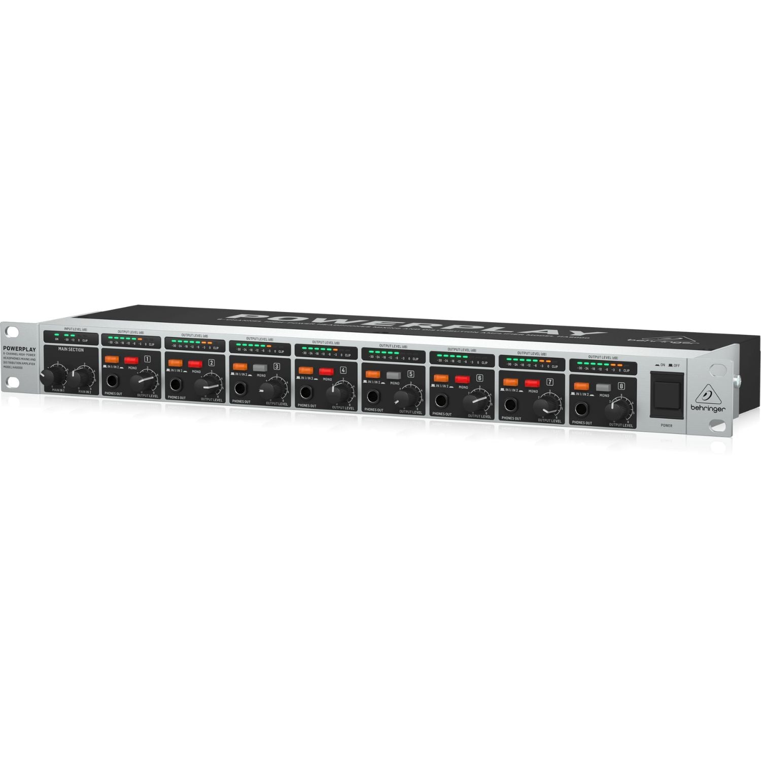 Behringer Headphone Amplifiers Behringer Powerplay HA8000 V2 8-Channel High-Power Headphone Amplifier
