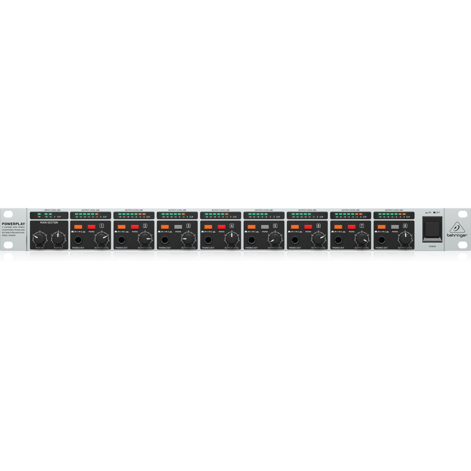 Behringer Headphone Amplifiers Behringer Powerplay HA8000 V2 8-Channel High-Power Headphone Amplifier