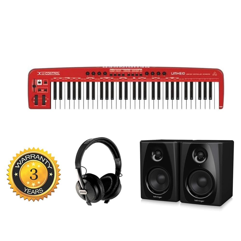 behringer midi keyboards behringer music production starter kit with midi keyboard, studio monitor & headphone