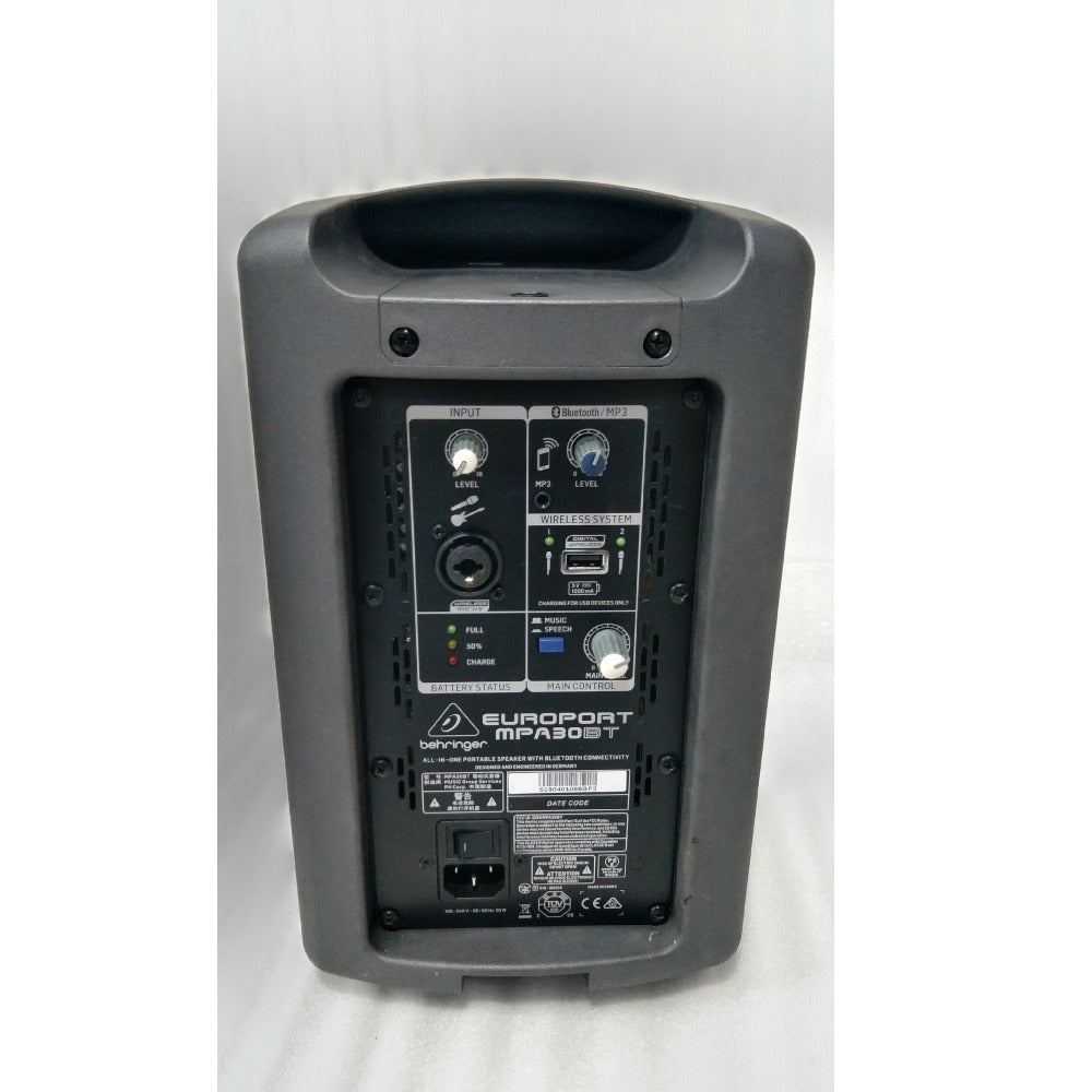 behringer portable pa systems behringer europort mpa30bt portable 30-watt speaker with bluetooth - open box b stock #barcode_202301907496