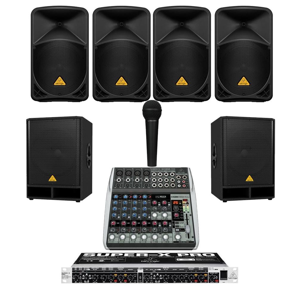 behringer restaurant sound systems restaurant sound system with 4xbehringer b 112d wall mount loudspeakers, 2xsubwoofer, crossover, mic & mixer