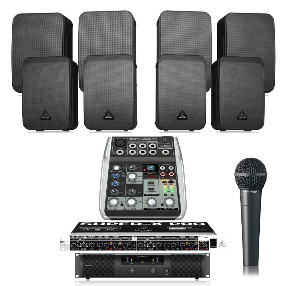 behringer restaurant sound systems restaurant sound system with 8xbehringer 1c wall mount loudspeakers, amplifier, crossover, mic & mixer