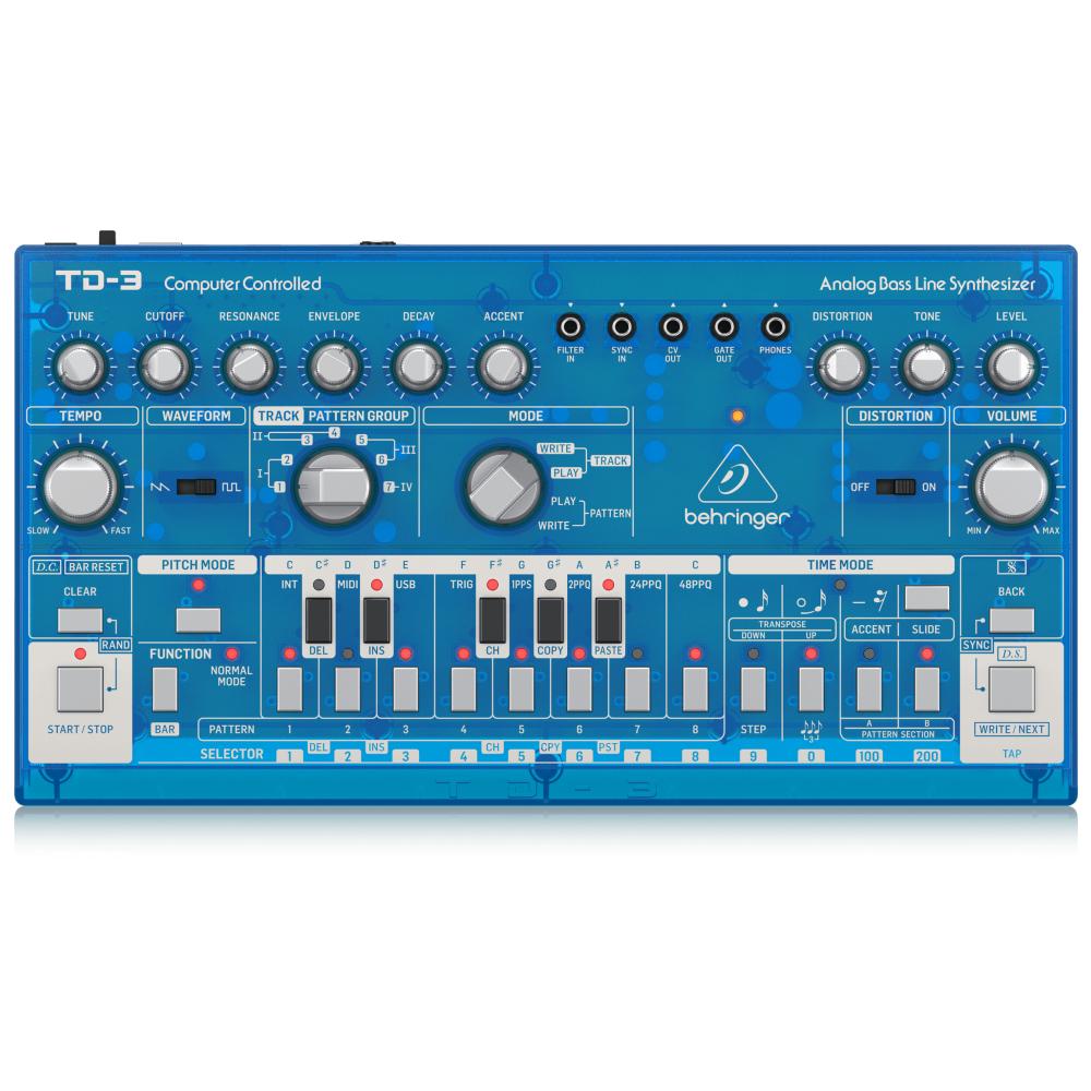 behringer synthesizers baby blue behringer td-3 16 step analog bass line synthesizer #color_baby-blue