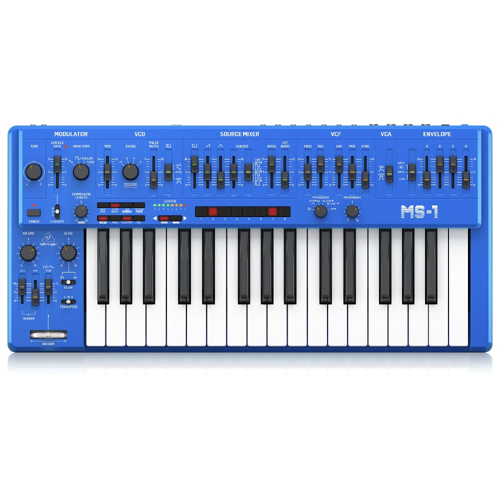 behringer synthesizers blue behringer ms-1 analog synthesizer with live performance kit #color_blue
