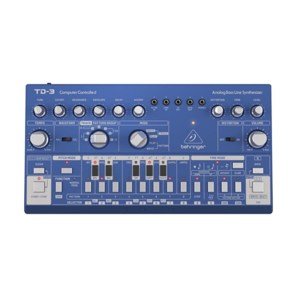 behringer synthesizers blue behringer td-3 16 step analog bass line synthesizer #color_blue