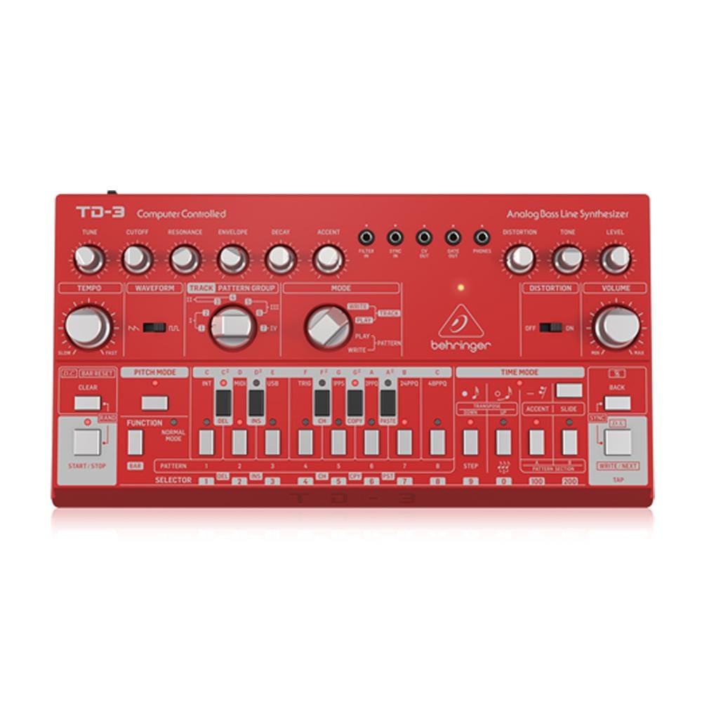behringer synthesizers red behringer td-3 16 step analog bass line synthesizer