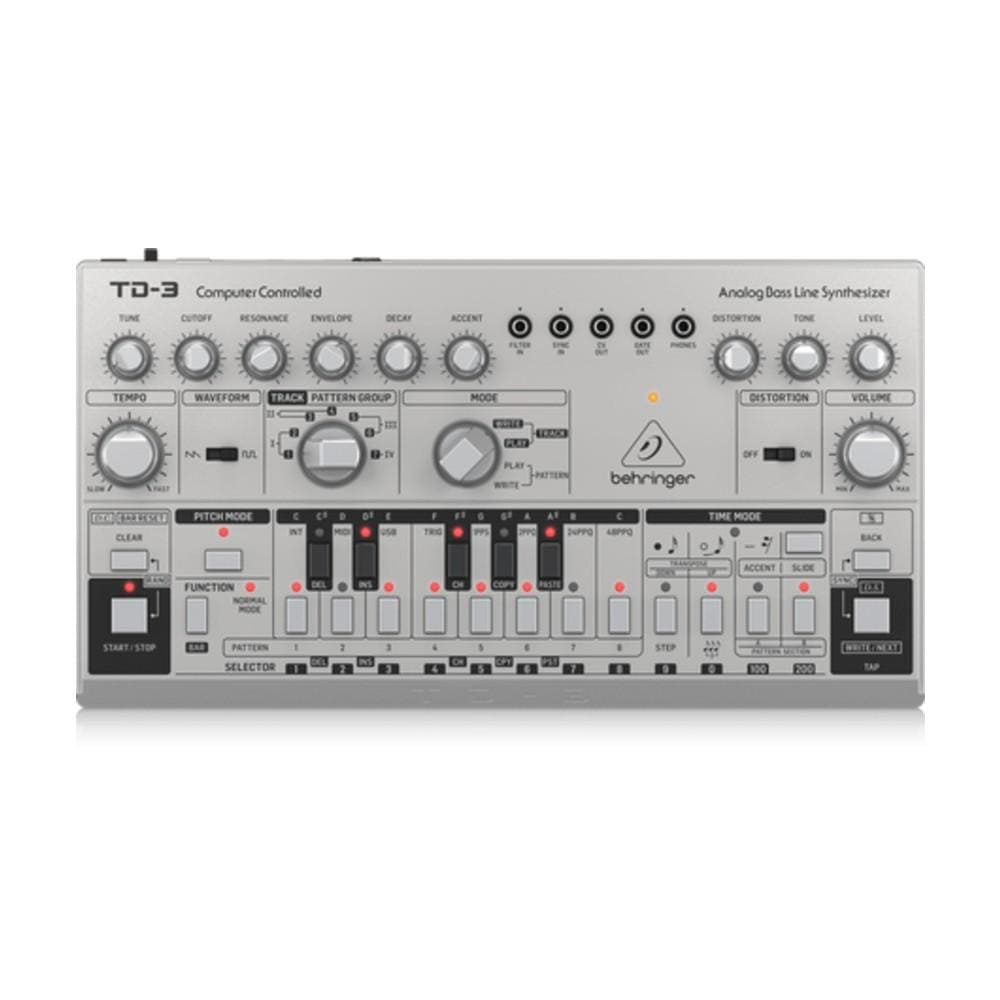 behringer synthesizers silver behringer td-3 16 step analog bass line synthesizer #color_silver