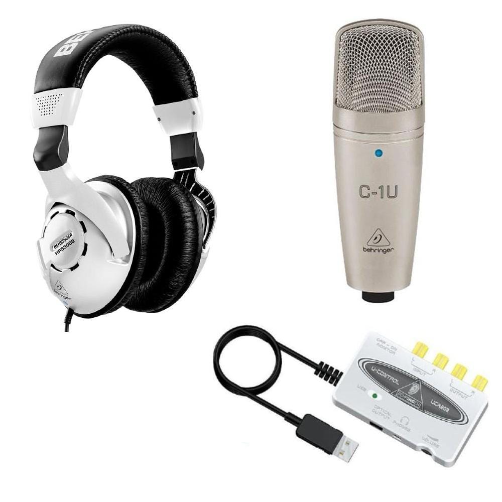 behringer usb microphones behringer bundle 2.0 c-1u usb microphone uca202 usb-audio interface with hps3000 studio headphones