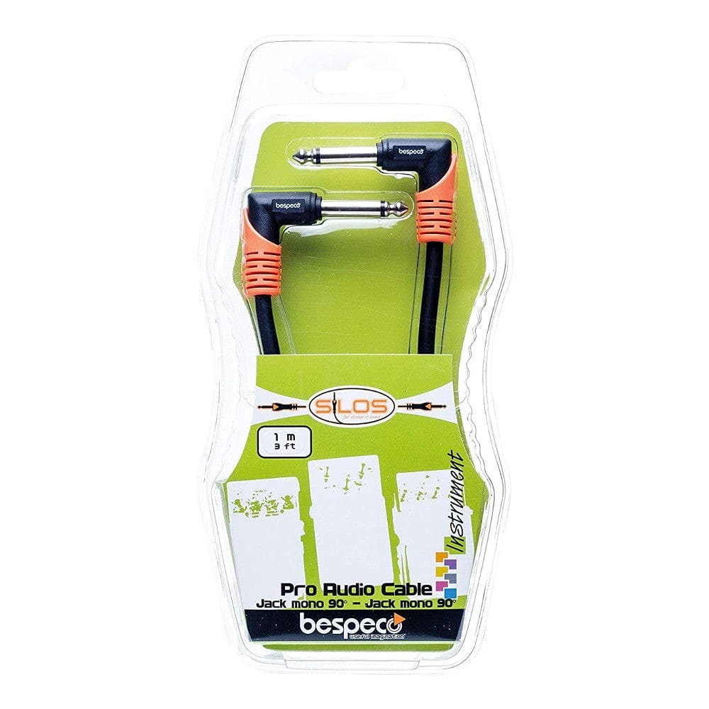 bespeco instrument cables bespeco slpp100 jack mono 90 degree to jack mono 90 degree (1 mtr)