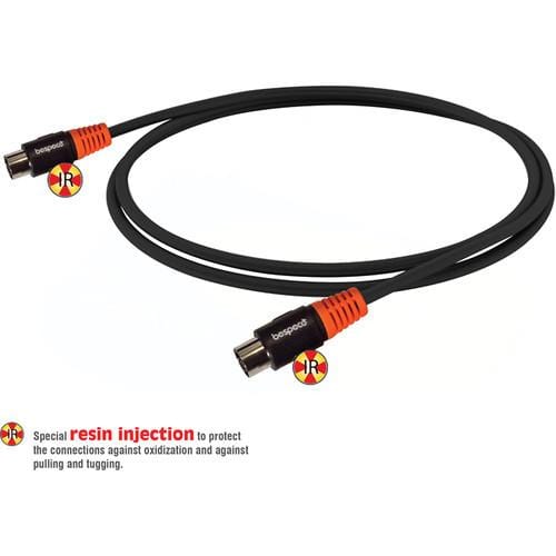 bespeco midi cables bespeco din 5 pin to din 5 pin midi cable (black/orange) - 1.5 metres