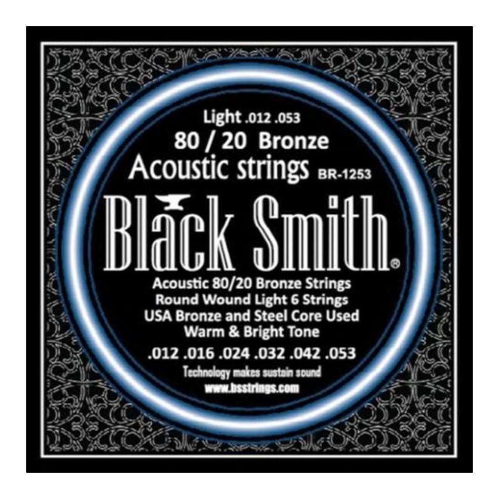 black smith acoustic guitar strings light - .012-.053 black smith 80 / 20 bronze acoustic guitar strings