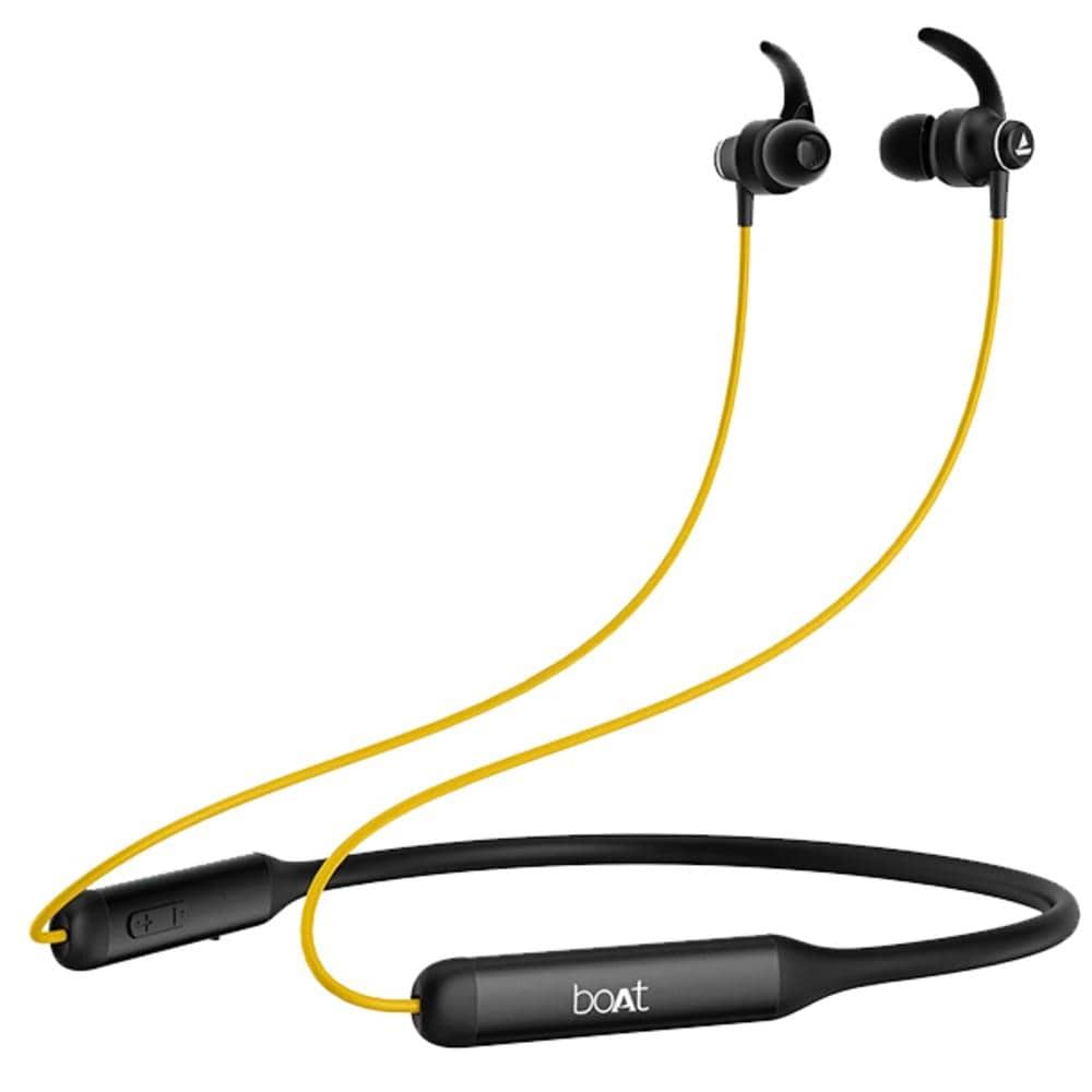 boat in-ear neckband headphones yellow boat rockerz 335 in-ear neckband headphone