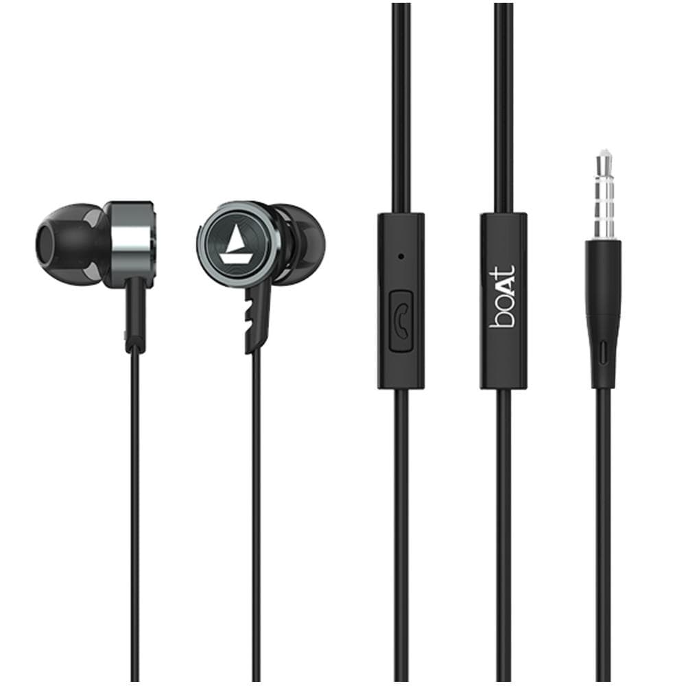 boat in-ear wired headphones boat bassheads 122 in ear wired headphone with mic- gun metal