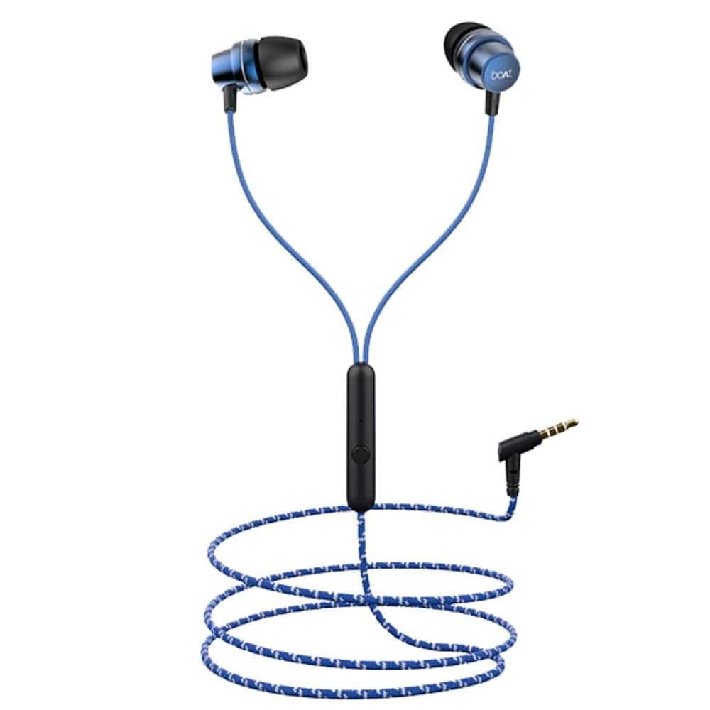 boat in-ear wired headphones jazzy blue boat bassheads 182 in ear wired headphone with mic