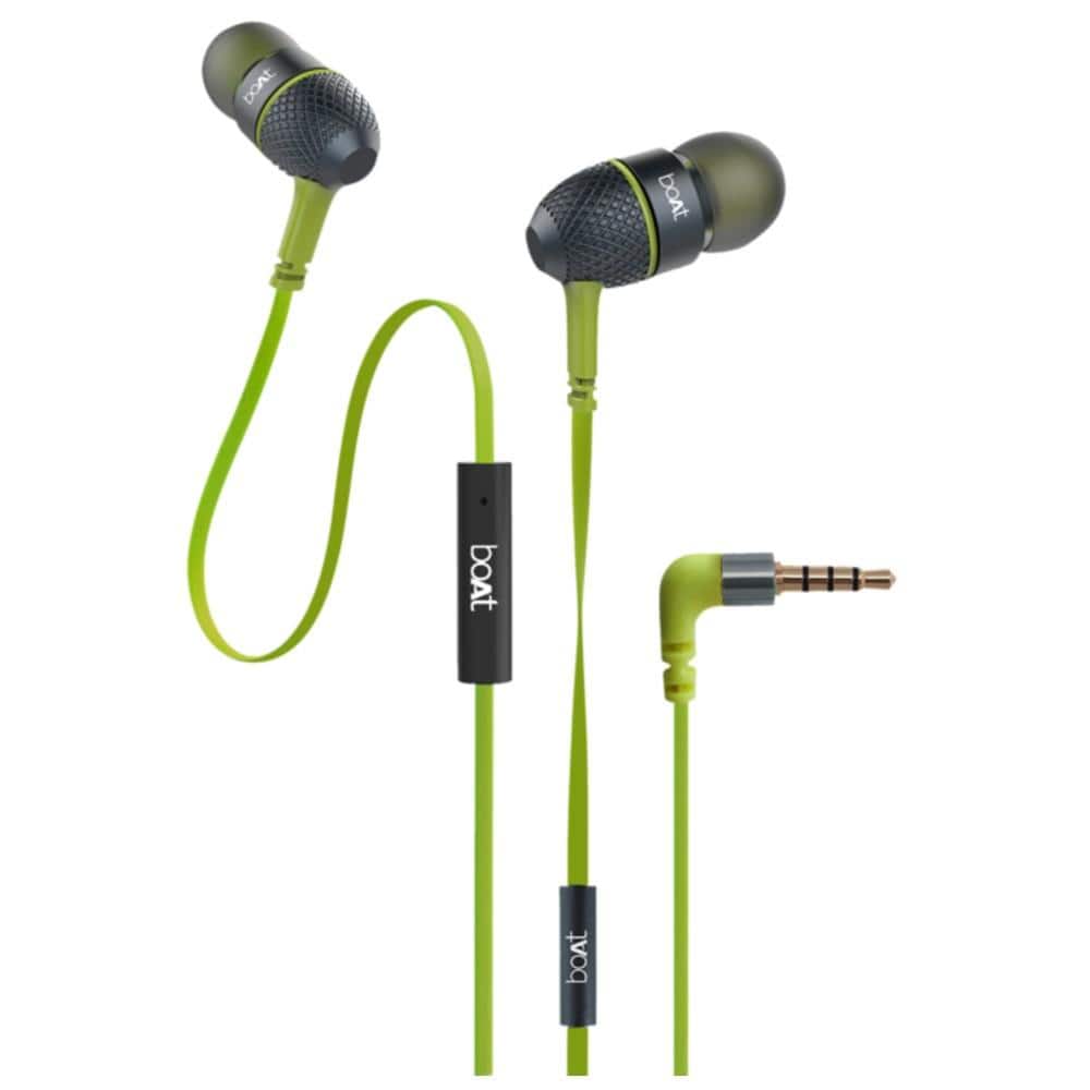 boat in-ear wired headphones neon lime boat bassheads 220 in ear wired headphone with mic #color_neon-lime