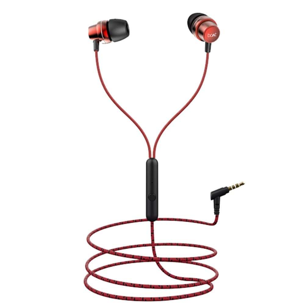 boat in-ear wired headphones raging red boat bassheads 182 in ear wired headphone with mic