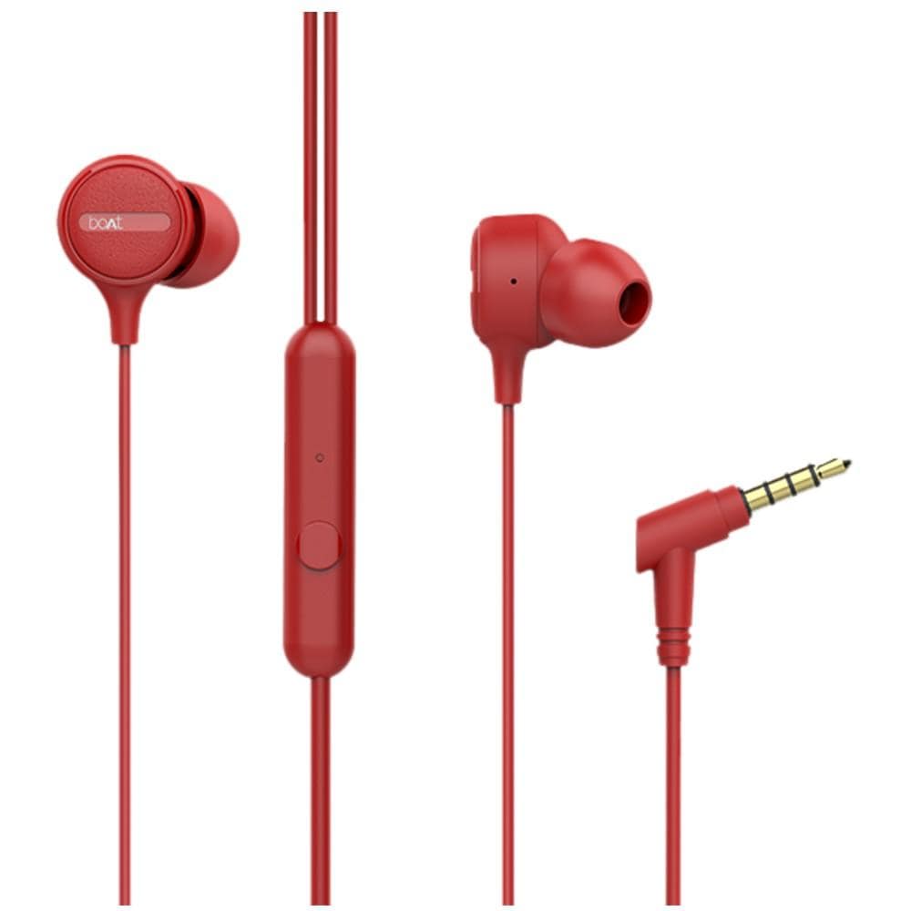 boat in-ear wired headphones red boat bassheads 103 in ear wired headphone with mic #color_red
