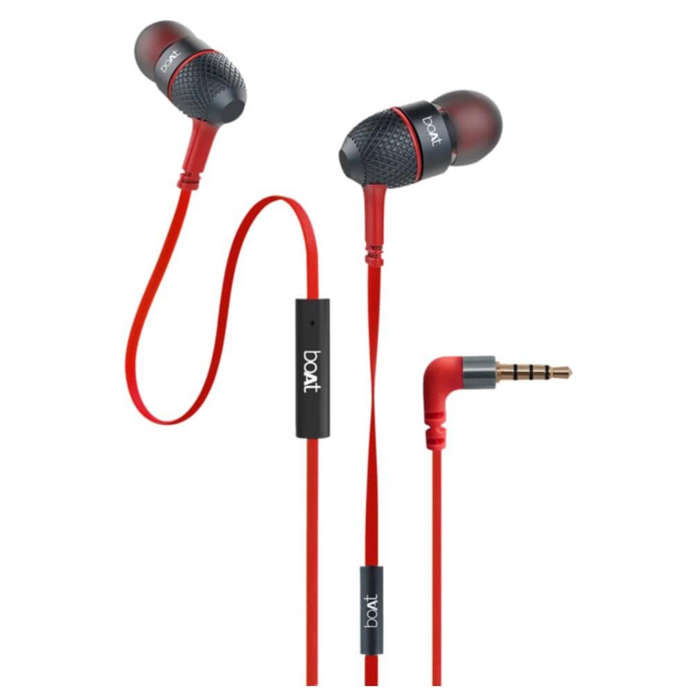 boat in-ear wired headphones red boat bassheads 220 in ear wired headphone with mic #color_red