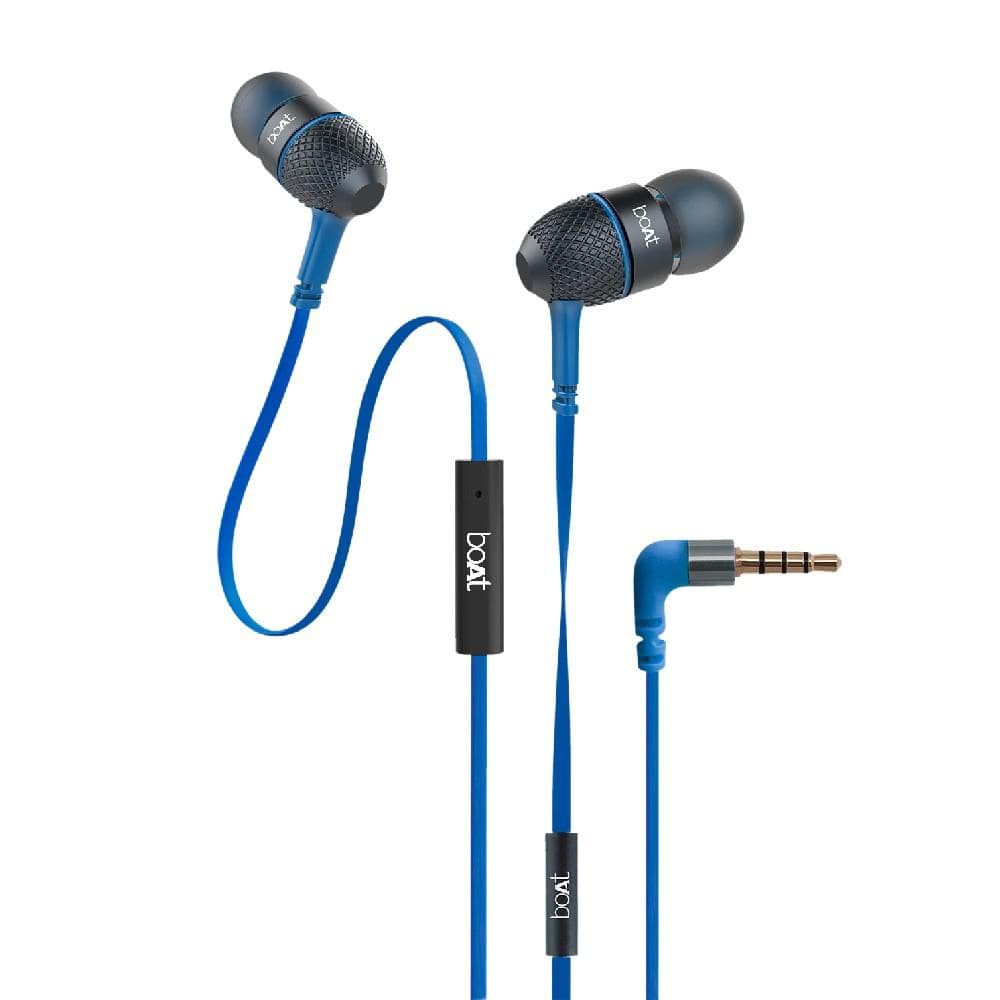 boat in-ear wired headphones royal blue boat bassheads 228 in ear wired headphone with mic #color_royal-blue