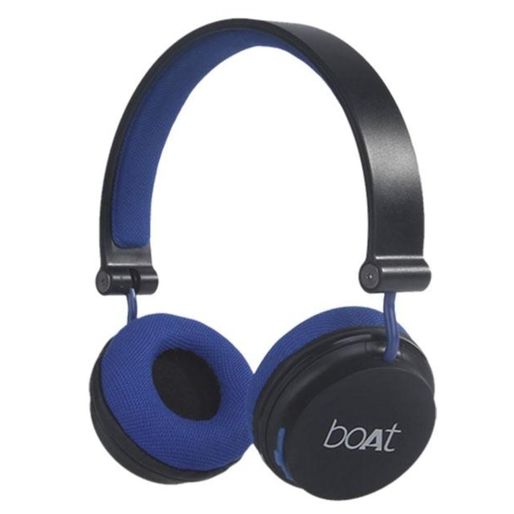 boat on-ear wireless headphones black/blue boat rockerz 400 on ear wireless bluetooth headphone #color_black-blue