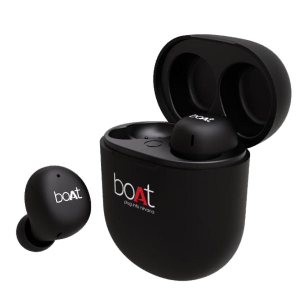 boat true wireless in-ear headphones black boat airdopes 383 wireless earbuds #color_black