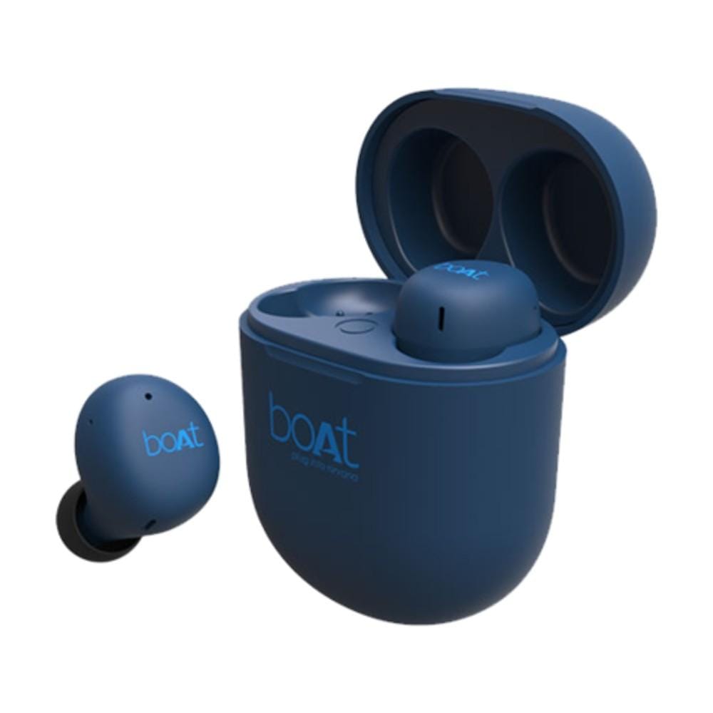 boat true wireless in-ear headphones blue boat airdopes 383 wireless earbuds