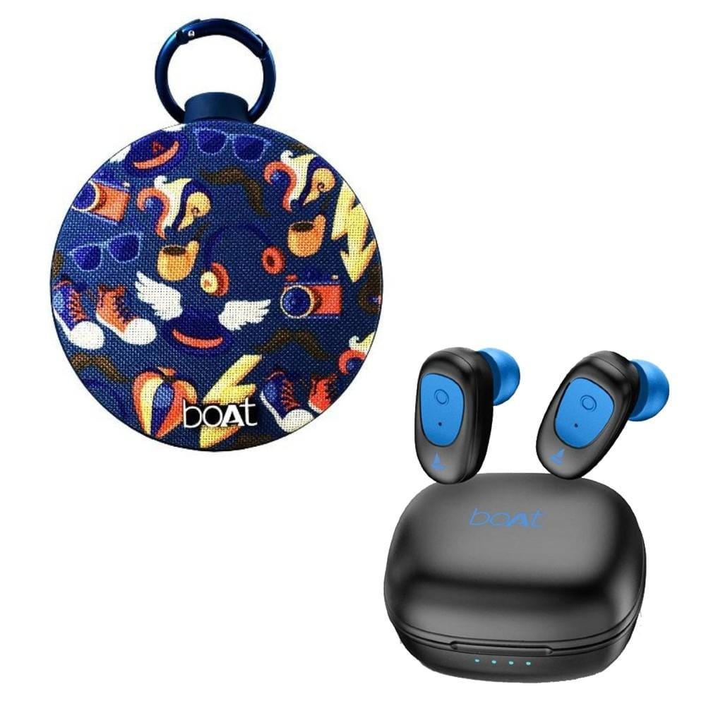 boat true wireless in-ear headphones blue combo pack of boat airdopes 201 true wireless in ear bluetooth headphone with boat stone 260 portable bluetooth speaker #color_blue