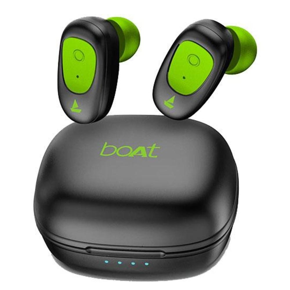 boat true wireless in-ear headphones combo pack of boat airdopes 201 true wireless in ear bluetooth headphone with boat stone 260 portable bluetooth speaker #color_green