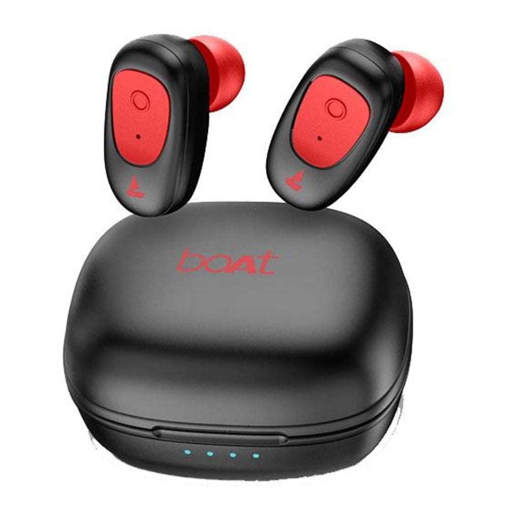 boat true wireless in-ear headphones raging red boat airdopes 201 true wireless in ear bluetooth headphone