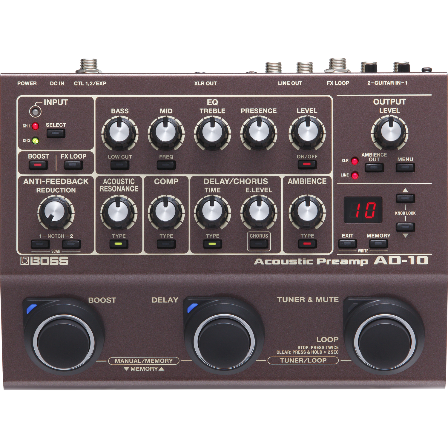Boss Pre Amps Boss AD-10 Acoustic Preamp