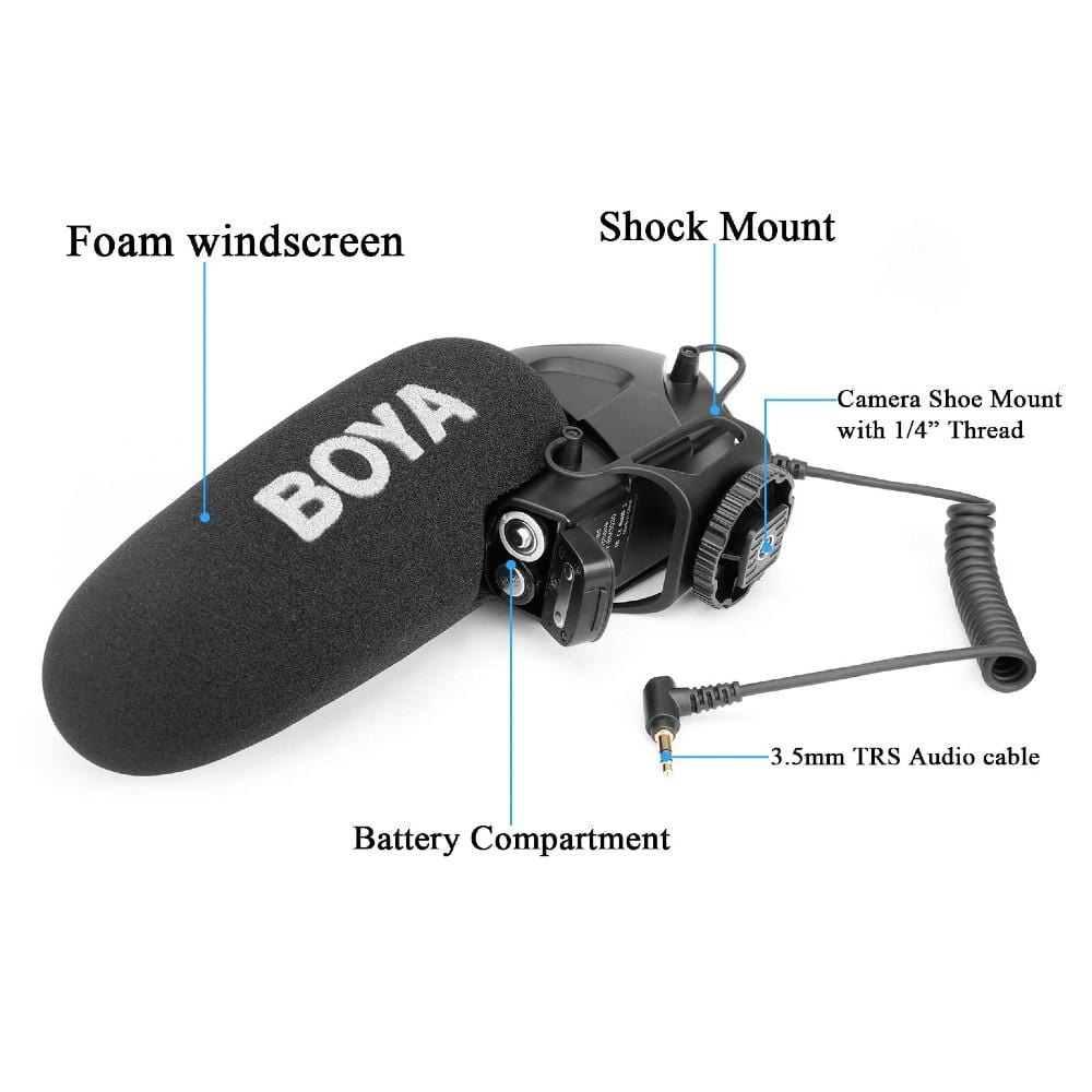 boya condenser microphones boya by-bm3030 on-camera super-cardioid condenser shotgun microphone