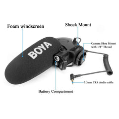Boya Condenser Microphones Boya BY-BM3030 On-Camera Super-Cardioid Condenser Shotgun Microphone