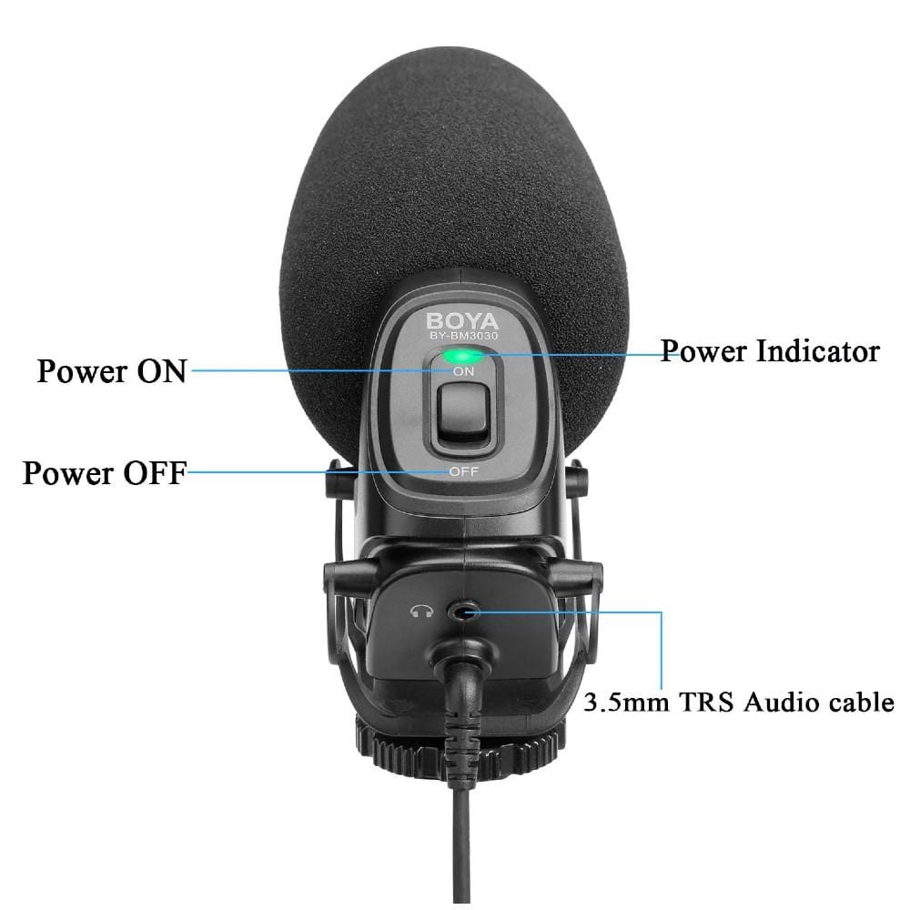 boya condenser microphones boya by-bm3030 on-camera super-cardioid condenser shotgun microphone