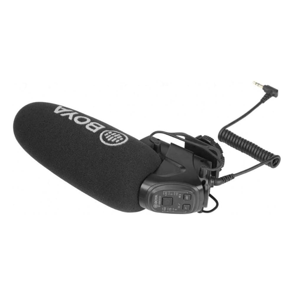 boya condenser microphones boya by-bm3032 directional on-camera super-cardioid shotgun condenser microphone - open box