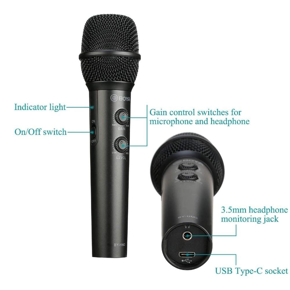 boya condenser microphones boya by-hm2 universal digital cardioid handheld condenser microphone