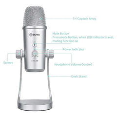 Boya Condenser Microphones Boya BY-PM700SP USB Condenser Microphone For iOS Android Windows Mac Devices