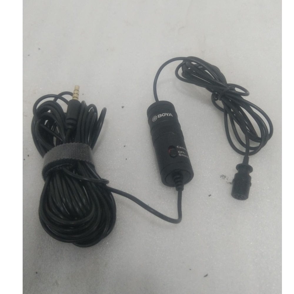 boya lavalier microphones 202301916901 boya bym1 omnidirectional level condenser microphone - black - open box b stock