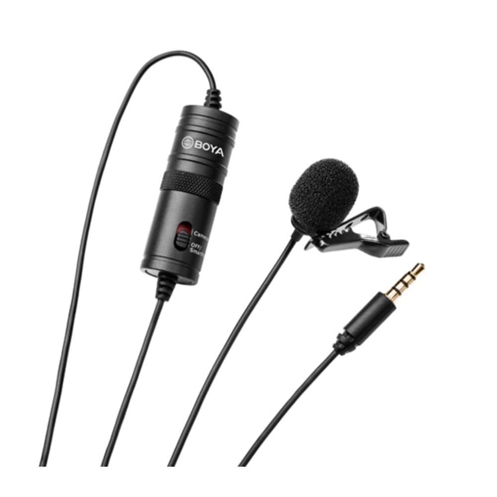 boya lavalier microphones boya bym1 omnidirectional level condenser microphone - black - open box