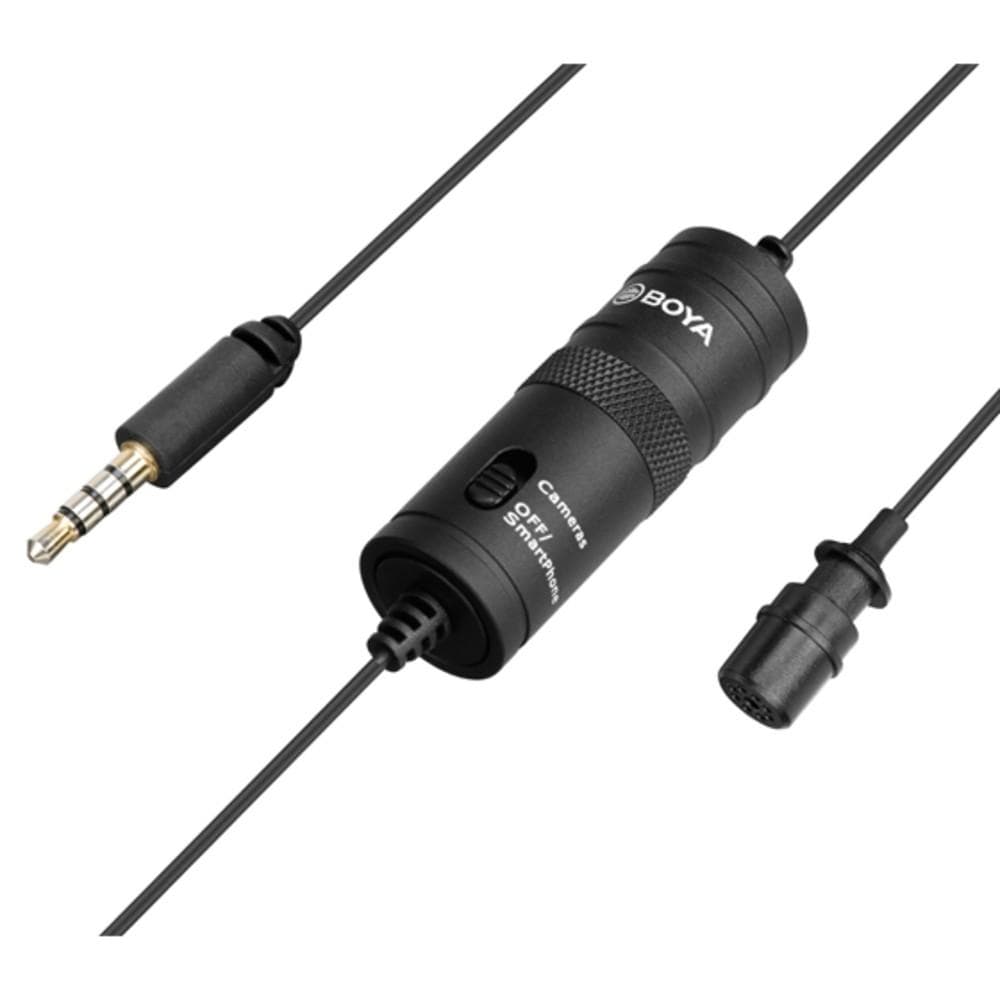boya lavalier microphones boya bym1 omnidirectional level condenser microphone - black - open box