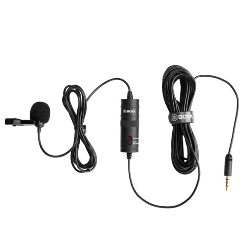 boya lavalier microphones boya bym1 omnidirectional level condenser microphone - black - open box